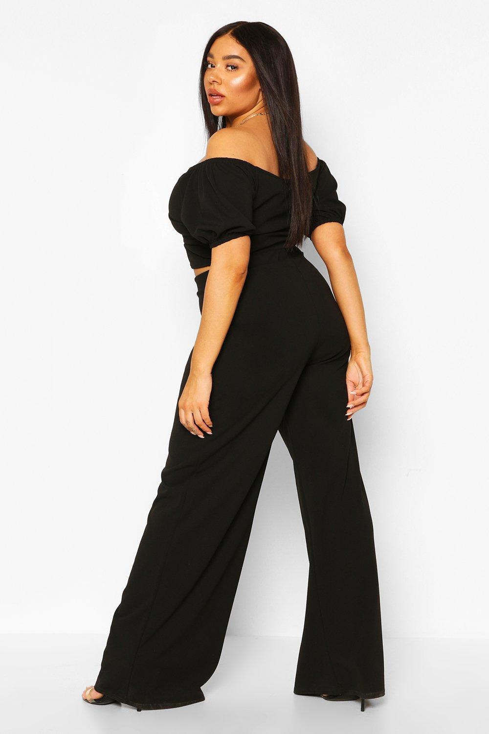 jumper pants with off shoulder